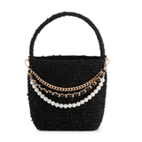 BLACK ANNIE TOP HANDLE BUCKET BAG