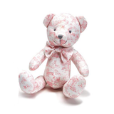 Pink Toile Stuffed Teddy Bear