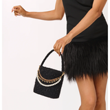 BLACK ANNIE TOP HANDLE BUCKET BAG