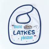 "More Latkes Please" Embroidered Bib