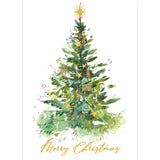 Watercolor Tree Folded Holiday Greeting Card - Set of 20