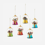 HOLIDAY GUMBALL MACHINE GLASS ORNAMENT