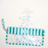 Sicily Stripes Teal Mahjong Tile Pouch