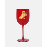 Red American Pup Wine Glass