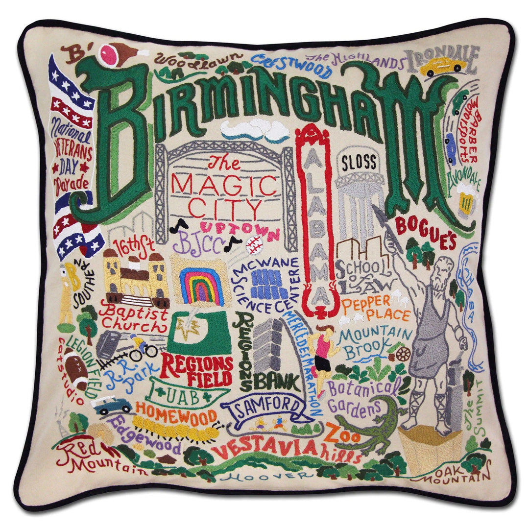 Birmingham Hand Embroidered Pillow