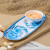 Crab Oval Melamine Tray w/ Dip Bowl