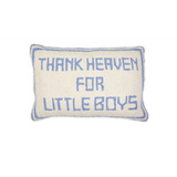 Blue Thank Heaven Punch Embroidery Decorative Throw Pillow