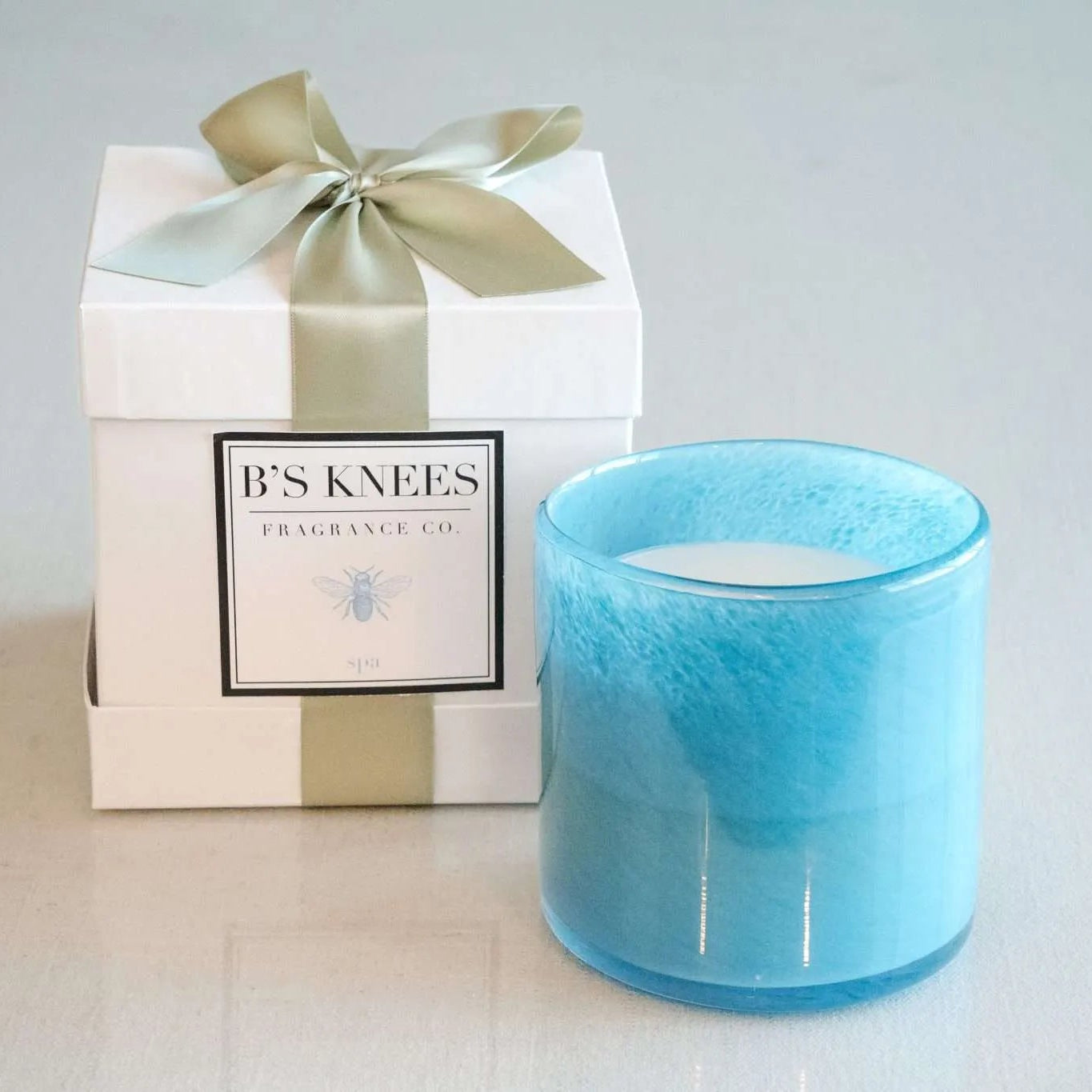 Blue Colored Glass 3 Wicks Candle