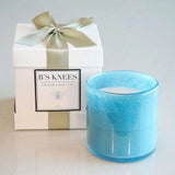 Blue Colored Glass 3 Wicks Candle