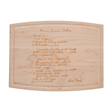 Personalized Engraved Recipe Arched Artisan Maple Board 12 x 9