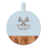 Personalized Light Blue Acacia Heirloom Board with Vintage Key Design