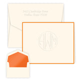 DELAVAN MONOGRAM EMBOSSED FOLDED NOTE CARDS