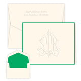 WHITLOCK MONOGRAM EMBOSSED FOLDED NOTE CARDS