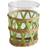 Wicker Wrap Green Short Glass