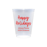 Personalized 16 oz Happy Holiday Frost Flex Cups