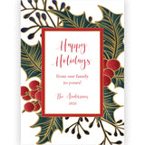 Gilded Holly Foil Pressed Holiday Greeting Card - Set of 10