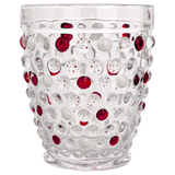 Red & White Hobnail Drinking Glass