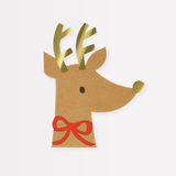 REINDEER WITH RED BOW PAPER NAPKINS