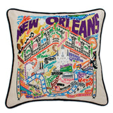 NEW ORLEANS HAND EMBROIDERED PILLOW