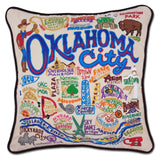 OKLAHOMA CITY HAND EMBROIDERED PILLOW