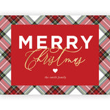 Modern Plaid Folded Foil Christmas Greeting Card - Set of 10