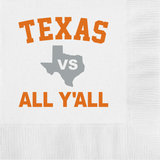 Texas vs All Y'ALL Paper Cocktail Beverage Napkins