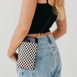 Checkered Black Woven Phone Bag