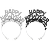 NEW YEAR'S EVE BLACK OR SILVER FOIL GLITTER TIARAS 1 PC